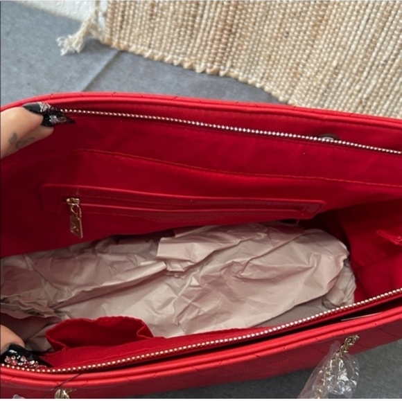 Badgley Mischka Red Quilted Tote - Picture 3 of 5